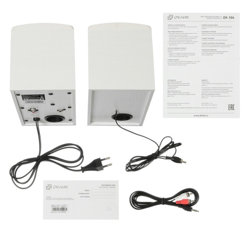Колонки 2.0 Oklick OK-164 <30Вт (2x15Вт)/35Гц-20КГц/MDF/пластик/белый>