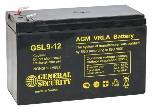 Батарея аккумуляторная 12V/9Ah General Security GSL9-12 (151x66x100мм/2,57кг) Батарея аккумуляторная 12V/9Ah General Security GSL9-12 (151x66x100мм/2,57кг)