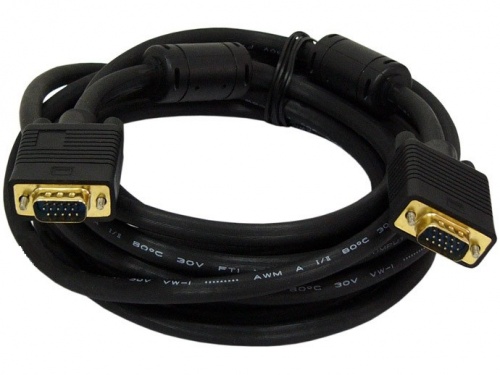Кабель VGA - VGA соединитель 5м,тройной экран,феррит.кольцо,чёрный,Gembird (CC-PPVGA-5M-B)