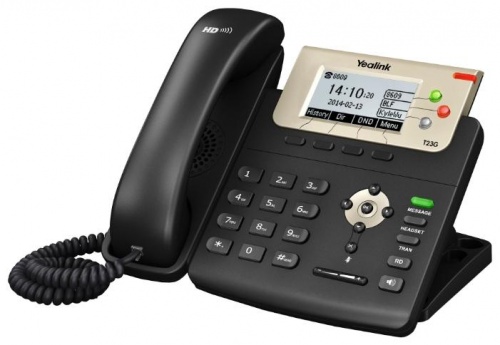 Телефон VoIP Yealink SIP-T23G (SIP/3линии/2.8"LCD(ч/б, 4строки)/2xRJ45 1Gbit/2xRJ9/BLF/PoE) без БП