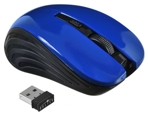 Мышь Oklick 545MW <беспроводная/оптическая/1600dpi/4кнопки/черный-синий/1xAA/USB>