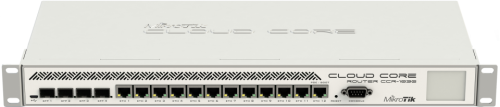 Маршрутизатор 12-port Mikrotik CCR1036-12G-4S <12x1Gbit/4xSFP slot/microUSB/RS232/LCD sensor/RouterOS v6 (64bit) level 6/19"/SO-DDR 2x2Gb/CPU Tilera Tile-Gx36(36x1.2GHz)>