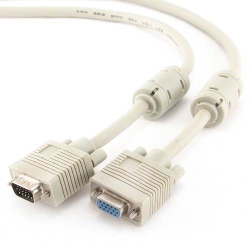 Кабель VGA - VGA удлинитель 3м,тройной экран,феррит.кольца,серый Cablexpert (CC-PPVGAX-10)