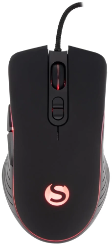 Мышь SunWind SW-M710G <провод USB 1.7м/оптическая/3200dpi/7кнопок/игровая мышь/MTBF 10000000 кликов/RGB подсветка/оплетка на кабеле/ soft-touch покрытие/рифленые боковые вставки/черный>