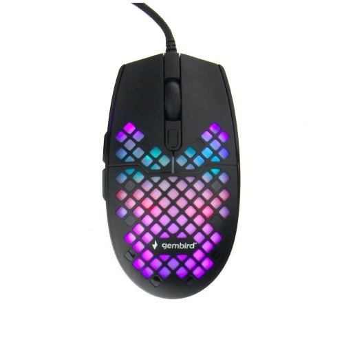 Мышь игровая Gembird MG-760 <черный/3200dpi/6кн/подсветка/usb/115х62х38мм/кабель 1.8м    >
