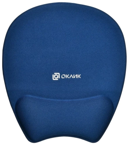 Коврик для мыши Оклик OK-RG0580-BL <ткань/резина/подставка под запястье/245x220x24мм/синий>