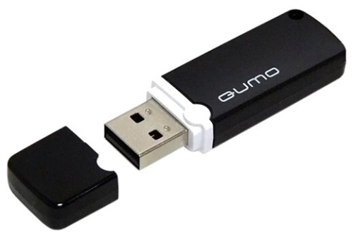 Флеш диск USB2.0 64Gb QUMO Optiva 02 <черный/пластик/колпачок>