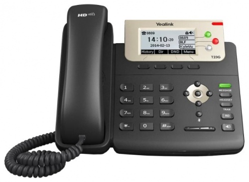 Телефон VoIP Yealink SIP-T23G (SIP/3линии/2.8"LCD(ч/б, 4строки)/2xRJ45 1Gbit/2xRJ9/BLF/PoE) без БП