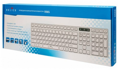 Клавиатура Oklick 556S <белый/107 кл/5кл ммедиа/Slim/USB>
