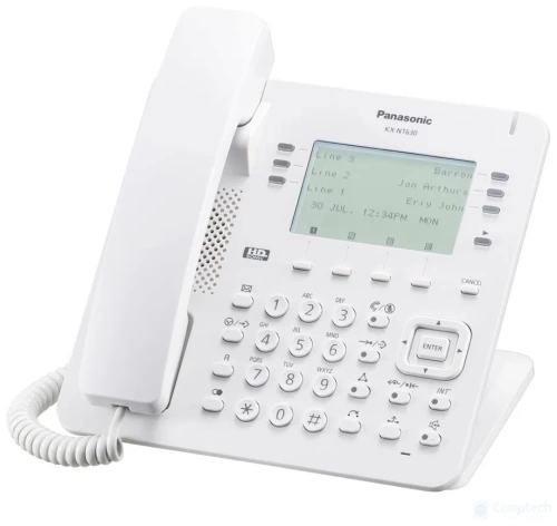 Телефон VoIP Panasonic KX-NT630RU (SIP/белый/LCD(3.6", ч/б, 6 строк, кириллица)/24 кнопки/WAN/LAN/PoE) без БП