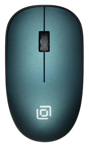 Мышь Oklick 515MW <беспроводная/оптическая/1200dpi/2кнопки/1xAA/64x113x30мм/USB/черный-зеленый>