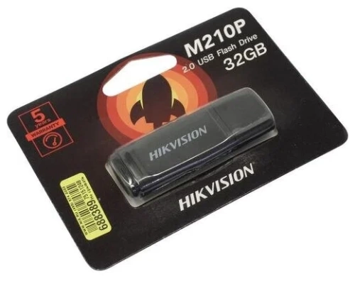 Флеш диск USB2.0 32Gb Hikvision M210P <черный/пластик/колпачок> (HS-USB-M210P/32G)