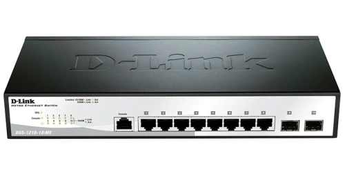 Коммутатор 8-port 1Gbit D-Link DGS-1210-10/ME (2xSFP/Console/Layer 2)