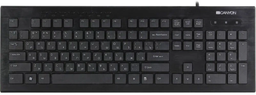 Клавиатура CANYON HKB-2 (CNS-HKB2-RU) <кабель USB 1,5м/104 клавиши slim/8 мультимедиа/тонкая/матовая/декоративная подсветка по бокам клавиатуры/черная>