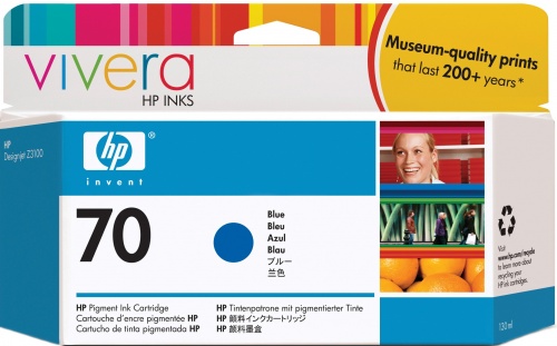 Картридж HP C9458A (№70, Blue ) к Designjet Z2100/Z3100, 130 мл, ресурс 800 стр. (5%) <оригинал>