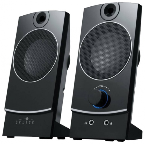 Колонки 2.0 Oklick OK-118 <черный/2x2Вт RMS/160-20000Гц/пластик/разъём для наушников>