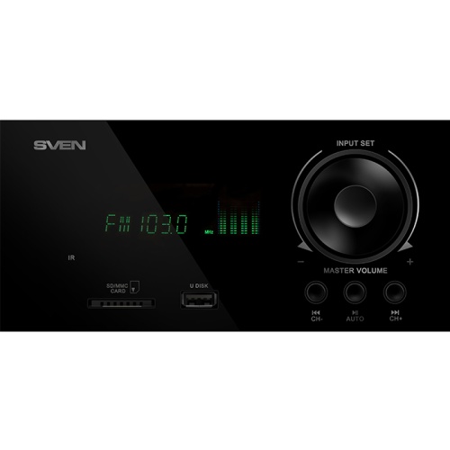 Колонки 2.1 Sven MS-2100 <черный/2х15 Вт + Subwoofer 50Вт/150–20 000Hz/ПДУ/SV-012236>