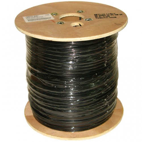 Кабель UTP, 4 пары, категория 5e, Cu/медь, внеш. прокл, трос, бухта 305м Netlan (EC-UU004-5E-PE-SW-BK)