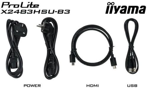 Монитор 23.8" Iiyama ProLite X2483HSU-B3 (Black/VA/4ms/FullHD/250cd/VGA+HDMI+DP/2xUSB/2x2W)