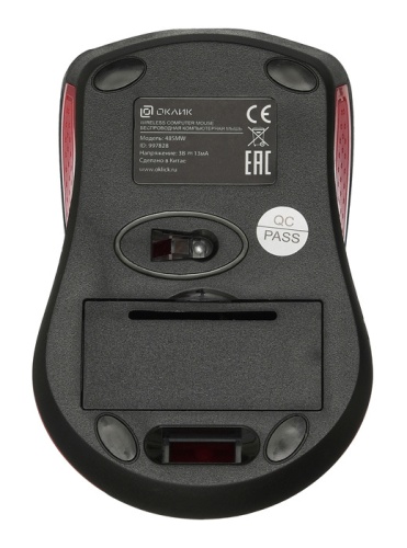 Мышь Oklick 485MW <оптическая/1200dpi/3кнопки/беспроводная/черно-красный/2xAAA/USB>