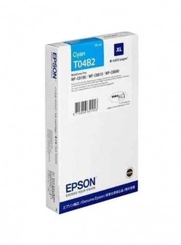 Картридж Epson C13T04B240 XL Cyan для WF-C8190, WF-C8690 4600 стр. <oригинал>