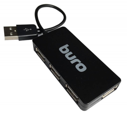 Контроллер-хаб USB BURO BU-HUB4-U2.0-Slim <4xUSB2.0/внешний/черный>