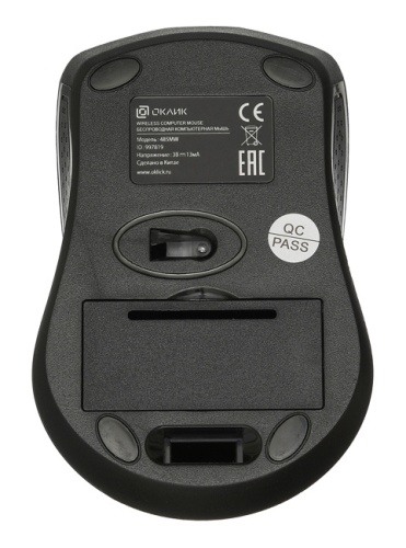 Мышь Oklick 485MW <оптическая/1200dpi/3кнопки/беспроводная/черный/2xAAA/USB>