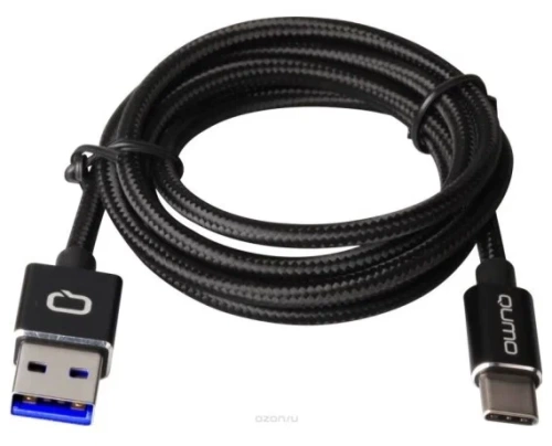 Кабель Qumo USB-Type C, 1m 2A 18Вт нейлон темно-серый (22475)