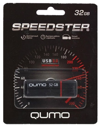 Флеш диск USB3.0 32Gb Qumo SPEEDSTER <черный/пластик/колпачок> (QM32GUD3-SP-black)