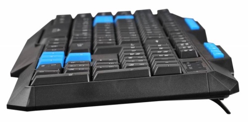 Клавиатура Oklick 750G FROST WAR <провод/114кл/10кл мультимедиа голубого цвета/8кл. голубого цвета/игровая/ресурс клавишь 10млн нажатий/1.5м/USB/чёрный>