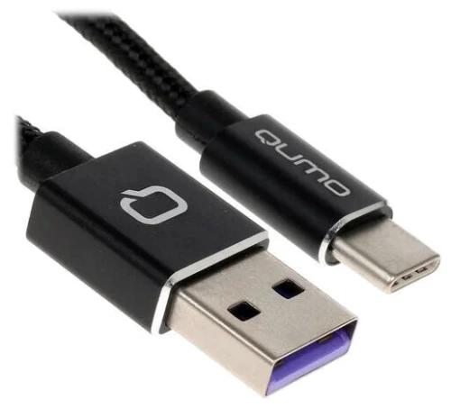 Кабель Qumo USB-Type C, 1m 2A 18Вт нейлон темно-серый (22475)