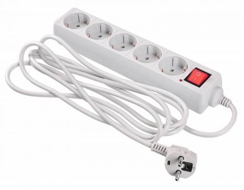 Сетевой фильтр 3,0м Buro 500SL-3-G (5 розеток) серый (пакет ПЭ)