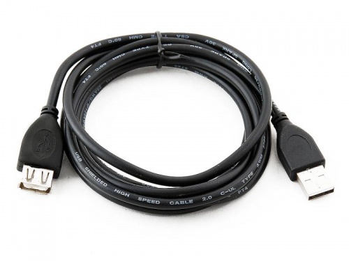 Кабель Am - Af USB2.0 удлинитель 1.8м ,чёрный,Gembird (CC-USB2-AMAF-6B)