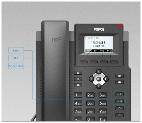 Телефон IP Fanvil X3S Lite черный <2,3дюйма/PoEвключен/точечно-матричный дисплей 132x64> Характеристики IP-телефона Fanvil X3S Lite 2 SIP линии HD голос PoE включен (только X3SP Lite) Точечно-матричный дисплей 132x64 Режим трубки / громкой связи / га