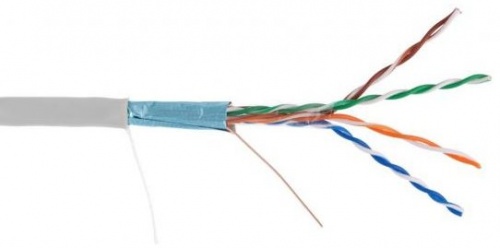 Кабель F/UTP, 4 пары, категория 5e, Cu/медь, бухта 305м Netlan (EC-UF004-5E-PVC-GY)