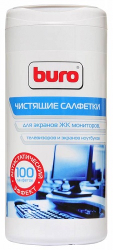 Салфетки влажные чистящие Buro BU-Tscreen для экранов и оптики, туба 100 шт