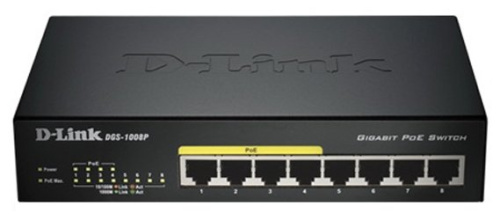 Коммутатор 8-port D-Link DGS-1008P <1Gbit/4xPoE>