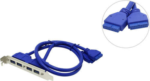 Планка в корпус 2-port 20pin USB3.0 ->4-port 24/28 AWG, Greenconnect GC-20P2UF2