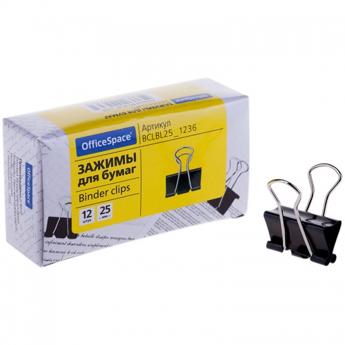 Зажим OfficeSpace, 25 мм, черный <1 шт>
