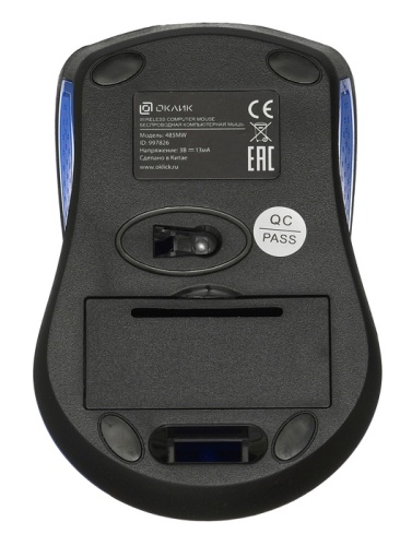 Мышь Oklick 485MW <оптическая/1200dpi/3кнопки/беспроводная/черно-синий/2xAAA/USB>