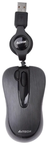 Мышь A4 N-60F-1 <1000dpi/3 кнопки+колесо/V-Track/провод- рулетка 0.9м/USB/черный>