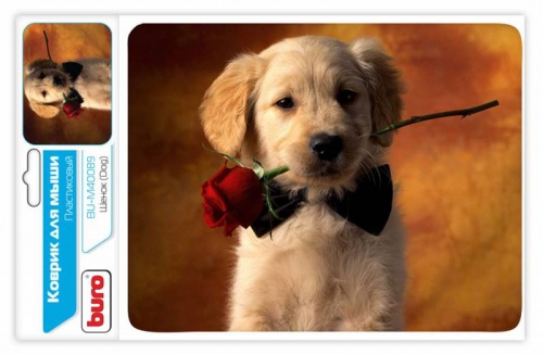 Коврик для мыши Buro BU-M40089 (пластик, губчатая резина/230х180х2мм/щенок)