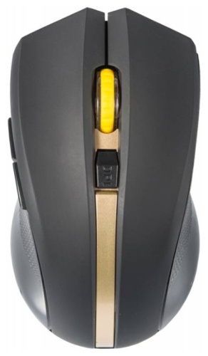 Мышь Oklick 495MW <оптическая/1600dpi/6кнопки/беспроводная/Black+Gold/2xAAA/USB>