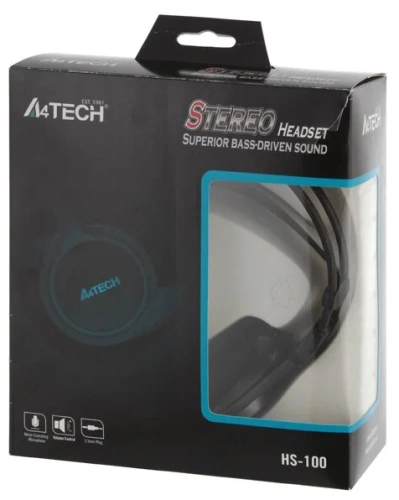 Наушники A4 HS-100 <мониторные/2м/черный/черый/ 20Гц-20КГц>