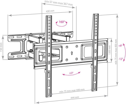 Кронштейн для телевизора Arm Media LCD-417  <26"-55"/макс.35кг/настенный/выдвижной/поворот/наклон>