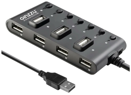 USB концентратор Ginzzu GR-487UB <7xUSB2.0> USB концентратор Ginzzu GR-487UB <7xUSB2.0>