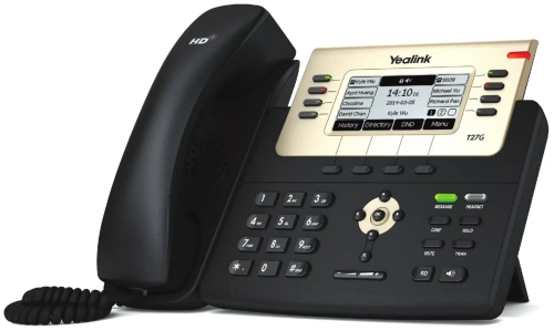 Телефон VoIP Yealink SIP-T27G (SIP/6линий/3.66"LCD(ч/б, 5строк)/2xRJ45 1Gbit/2xRJ9+RJ12/USB/BLF/PoE) с БП