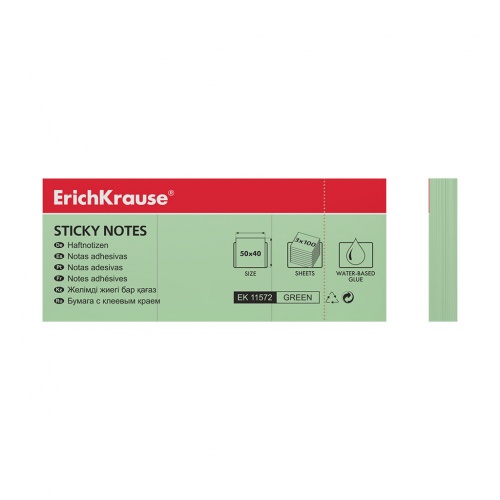 Липкий блок Erich Krause 40*50мм, 300 листов, зеленый (11572)