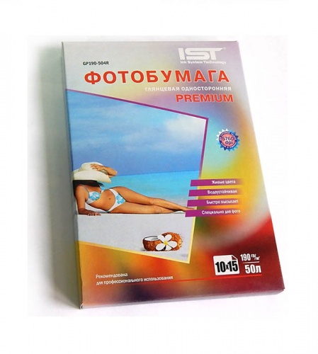 Фотобумага глянцевая односторонняя A6 (190гр/м), 50л, картон, (GP190-504R) IST Premium Фотобумага глянцевая односторонняя A6 (190гр/м), 50л, картон, (GP190-504R) IST Premium