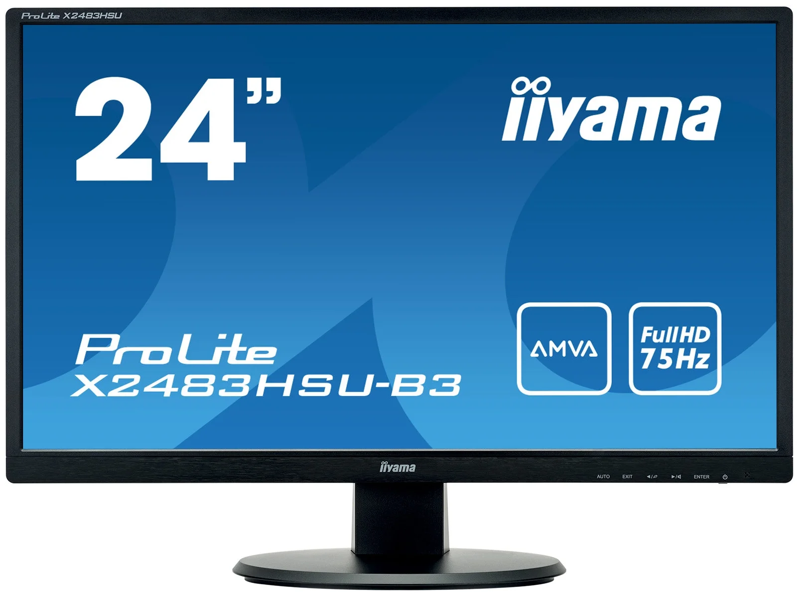 Монитор 23.8" Iiyama ProLite X2483HSU-B3 (Black/VA/4ms/FullHD/250cd/VGA+HDMI+DP/2xUSB/2x2W)